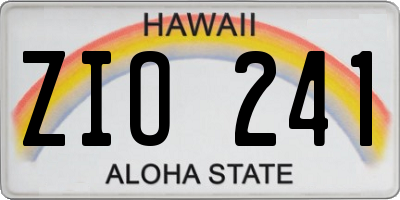 HI license plate ZIO241