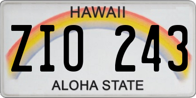 HI license plate ZIO243