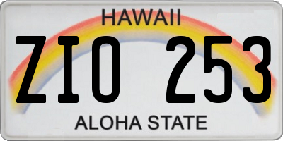 HI license plate ZIO253