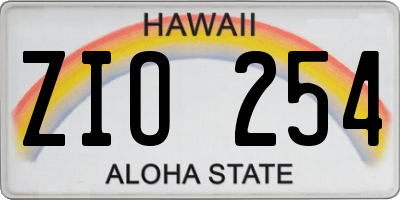 HI license plate ZIO254