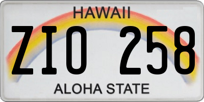 HI license plate ZIO258