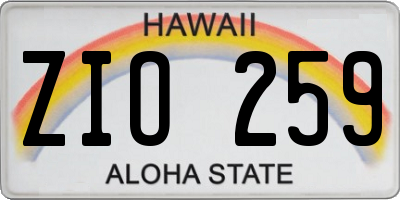 HI license plate ZIO259