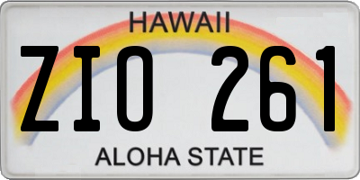 HI license plate ZIO261