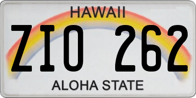 HI license plate ZIO262