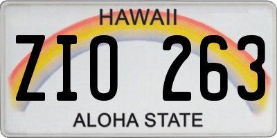 HI license plate ZIO263