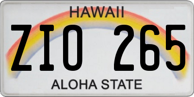 HI license plate ZIO265