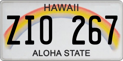 HI license plate ZIO267