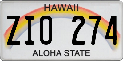 HI license plate ZIO274