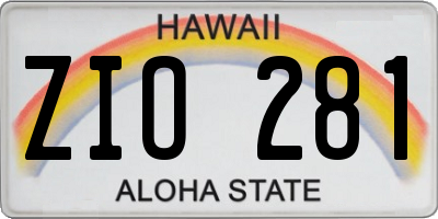 HI license plate ZIO281