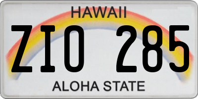 HI license plate ZIO285