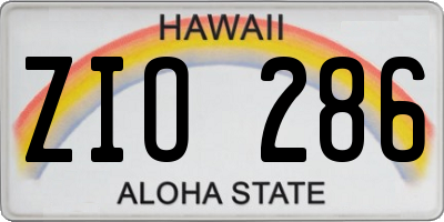 HI license plate ZIO286