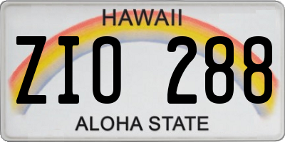 HI license plate ZIO288