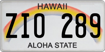 HI license plate ZIO289