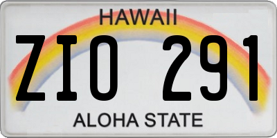HI license plate ZIO291