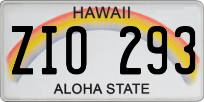 HI license plate ZIO293
