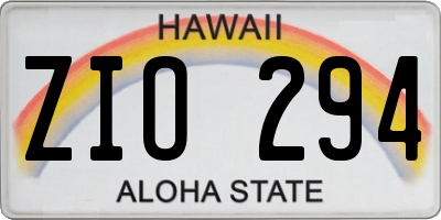 HI license plate ZIO294