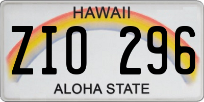 HI license plate ZIO296