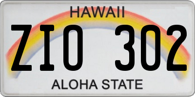 HI license plate ZIO302