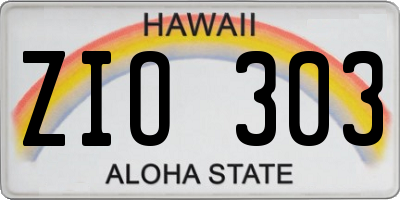 HI license plate ZIO303
