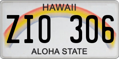 HI license plate ZIO306