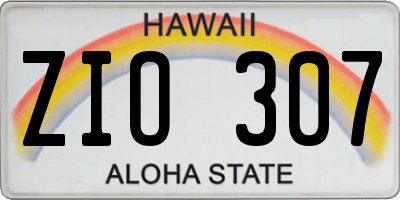HI license plate ZIO307