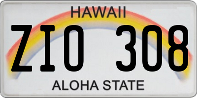 HI license plate ZIO308