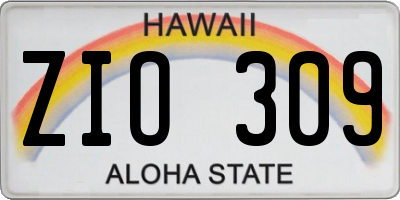 HI license plate ZIO309