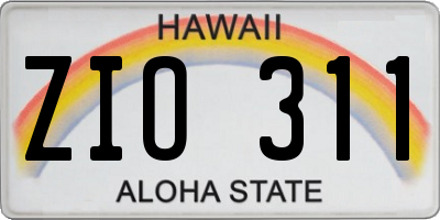 HI license plate ZIO311
