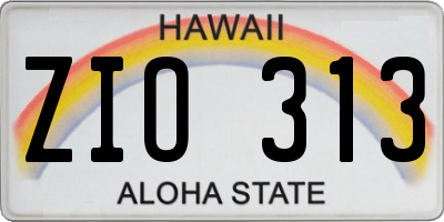 HI license plate ZIO313