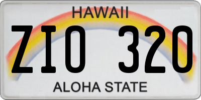 HI license plate ZIO320