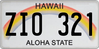 HI license plate ZIO321