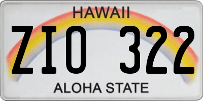 HI license plate ZIO322