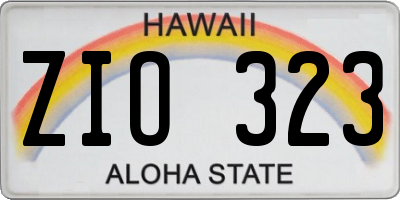 HI license plate ZIO323