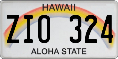 HI license plate ZIO324