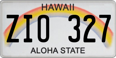 HI license plate ZIO327