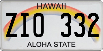 HI license plate ZIO332