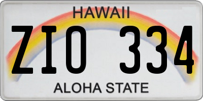 HI license plate ZIO334