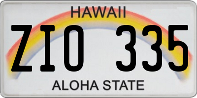 HI license plate ZIO335