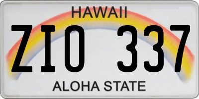 HI license plate ZIO337