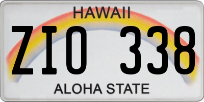 HI license plate ZIO338