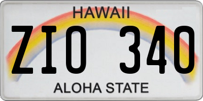 HI license plate ZIO340