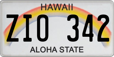 HI license plate ZIO342