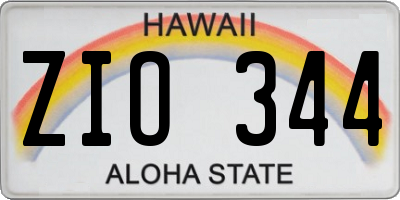 HI license plate ZIO344