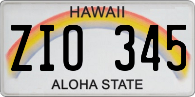 HI license plate ZIO345