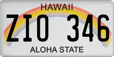 HI license plate ZIO346