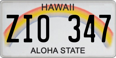 HI license plate ZIO347