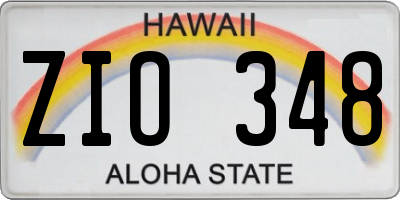 HI license plate ZIO348