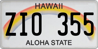 HI license plate ZIO355