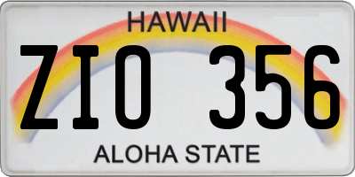 HI license plate ZIO356