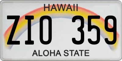 HI license plate ZIO359